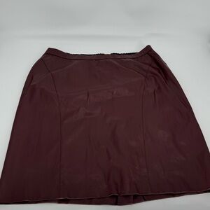 Catherines black label Maroon vegan leather midi skirt size 3X Back Zip lined